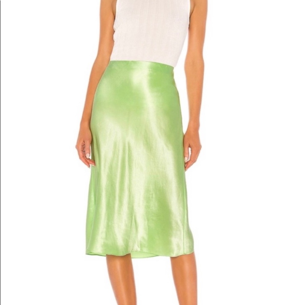 NWT Vince Lime Green Satin Midi Skirt
